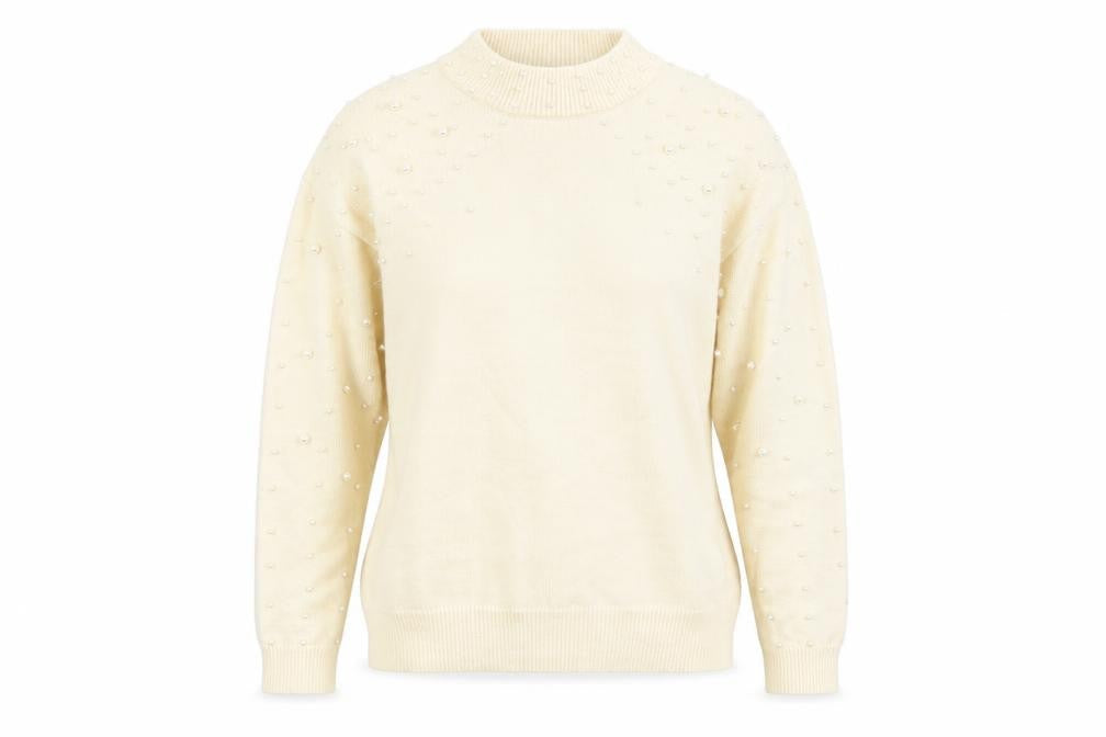 Front view of Studio women’s yellow knit jumper, size UK 12