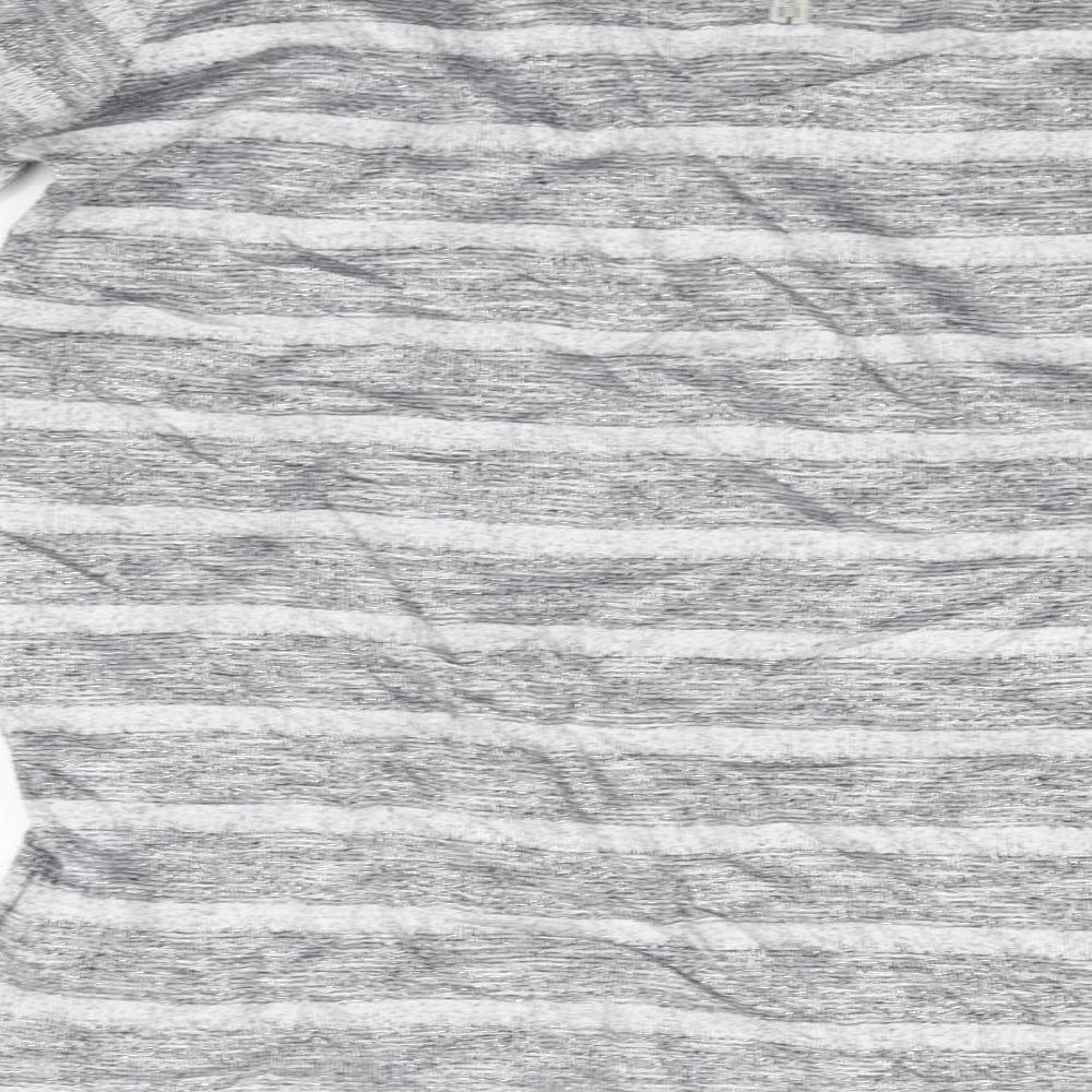 Oasis Womens Grey Striped  Basic T-Shirt Size S