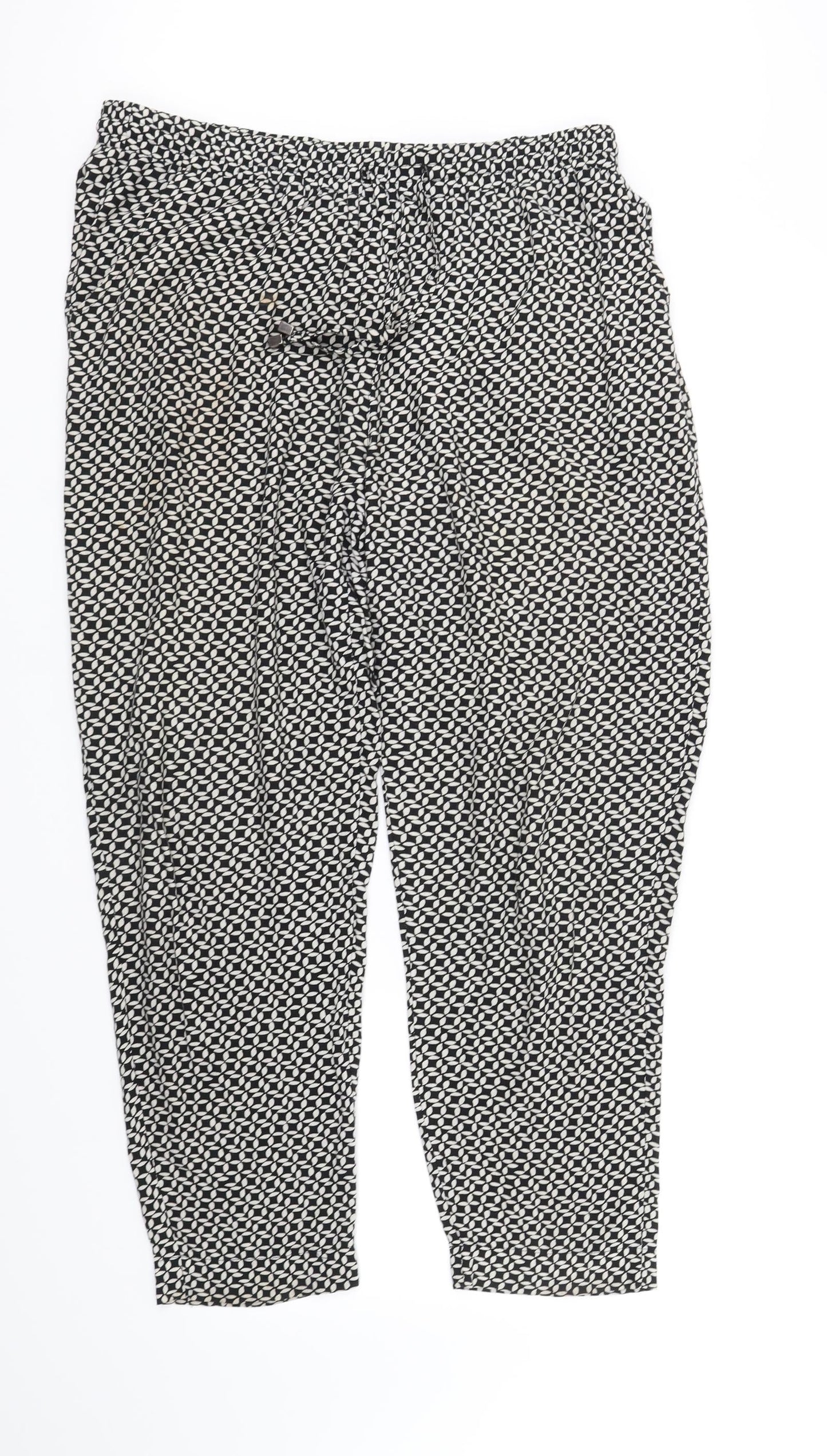 DEBINHAMS Womens Black Geometric  Trousers  Size 12 L27 in