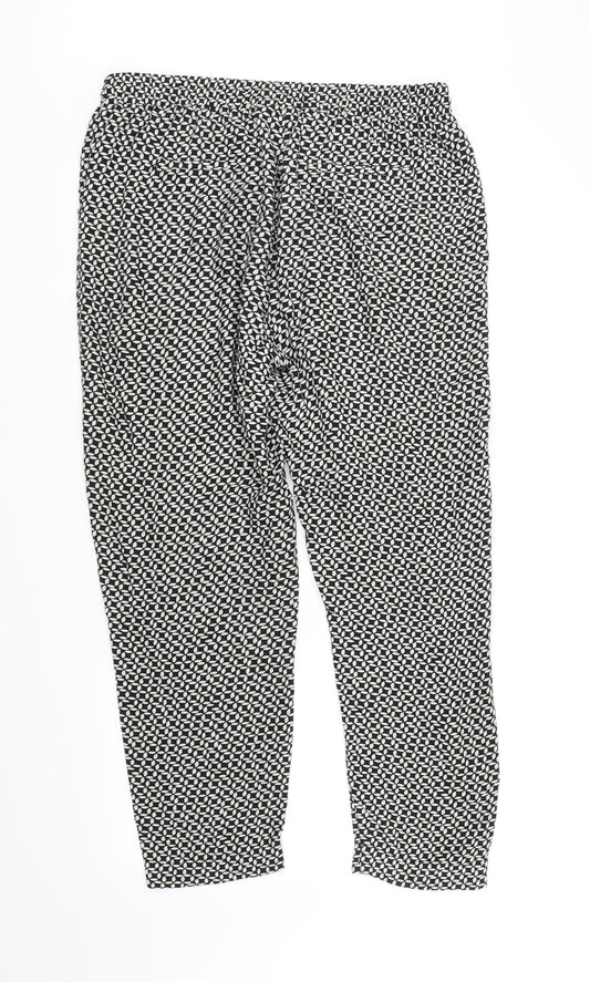 DEBINHAMS Womens Black Geometric  Trousers  Size 12 L27 in