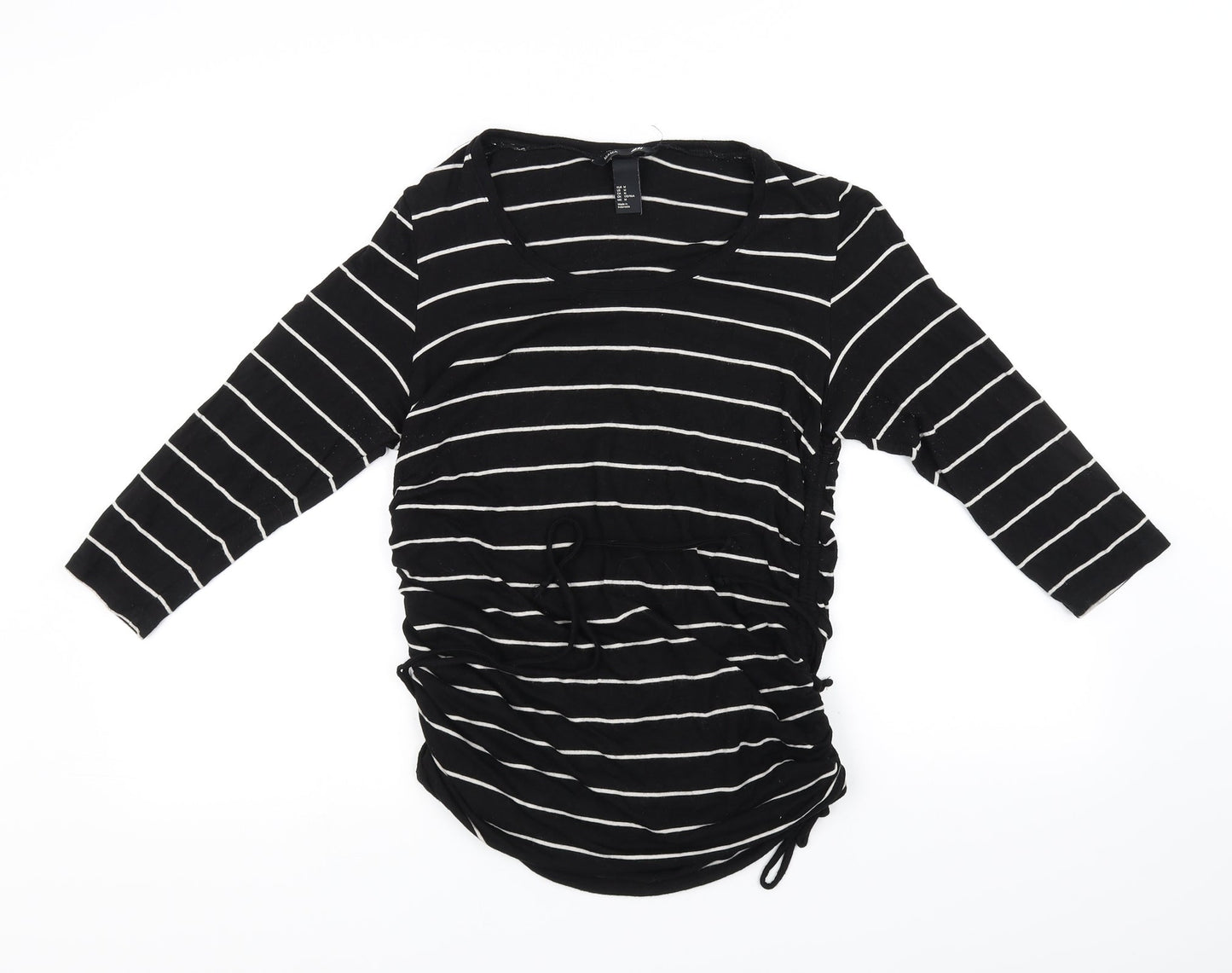 H&M Womens Black Striped  Basic T-Shirt Size M