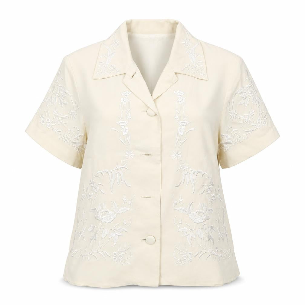 Front view of Monsoon women’s beige cardigan jumper, size UK 10