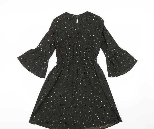 H&M Womens Black Polka Dot  A-Line  Size 4  -