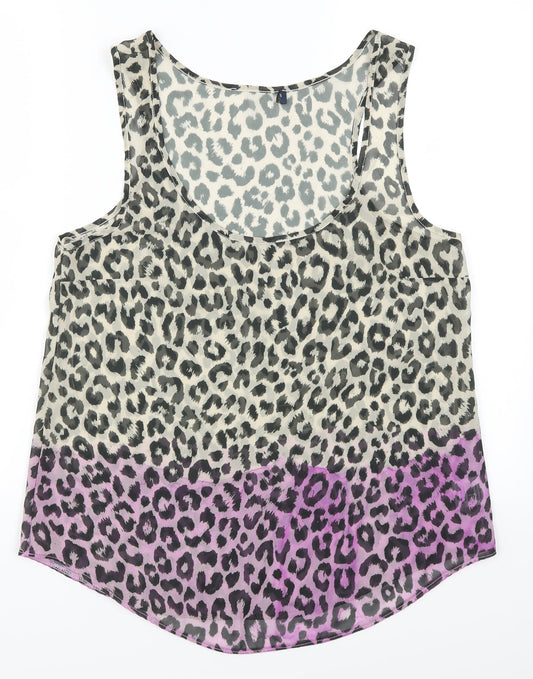 Preworn Womens Pink Animal Print  Basic Tank Size 10