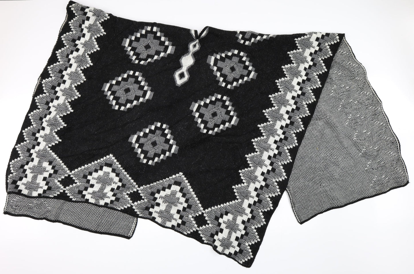 Preworn Womens Grey Geometric  Cape Jumper One Size