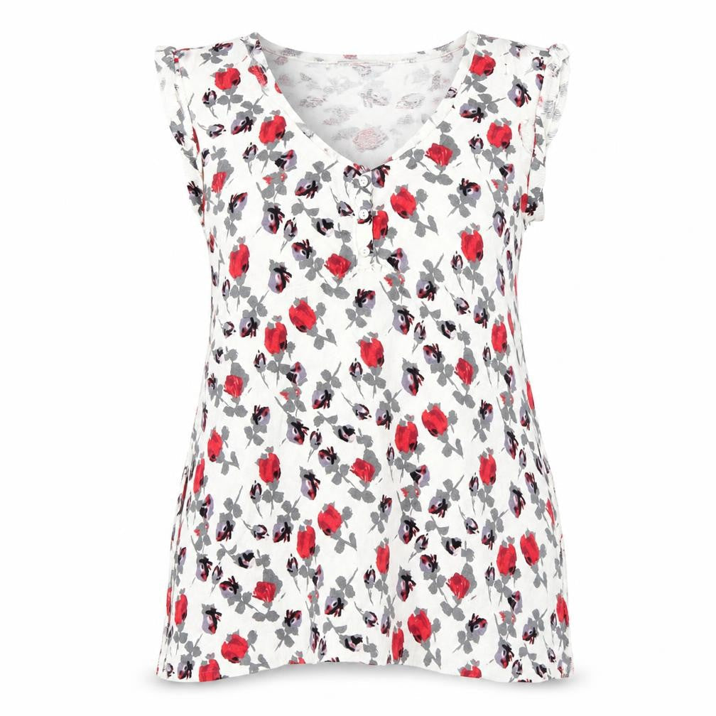 Front view of Karen Cole women’s white floral jumper, size S