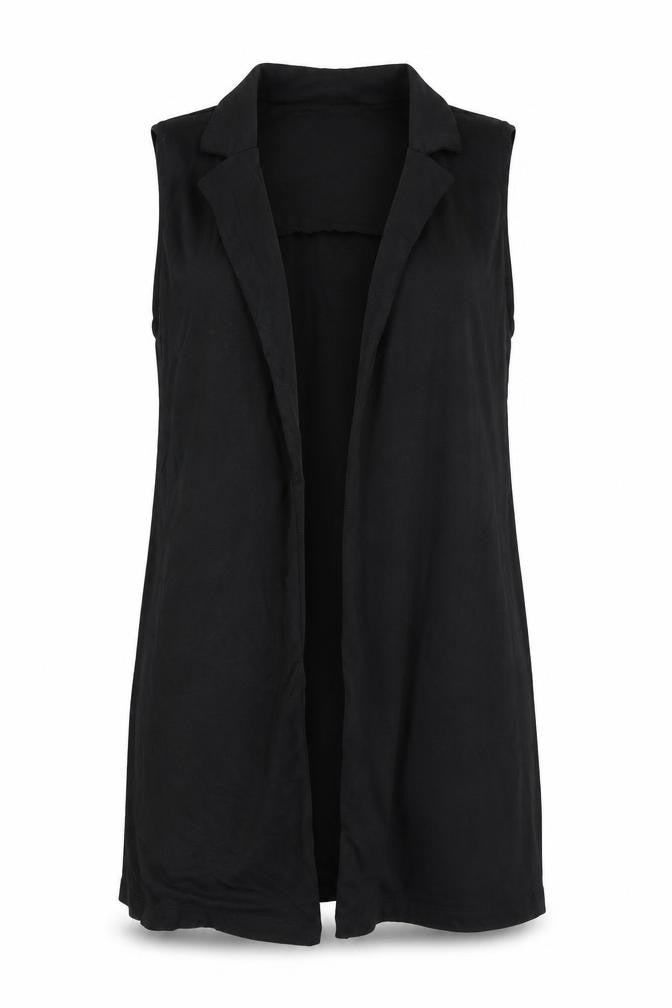 Front view of New Look women’s black jacket waistcoat, size UK 6
