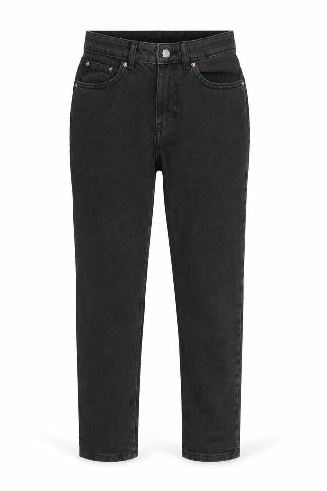 Front view of Denim Co. women’s black denim straight jeans, size UK 8, 28-inch leg