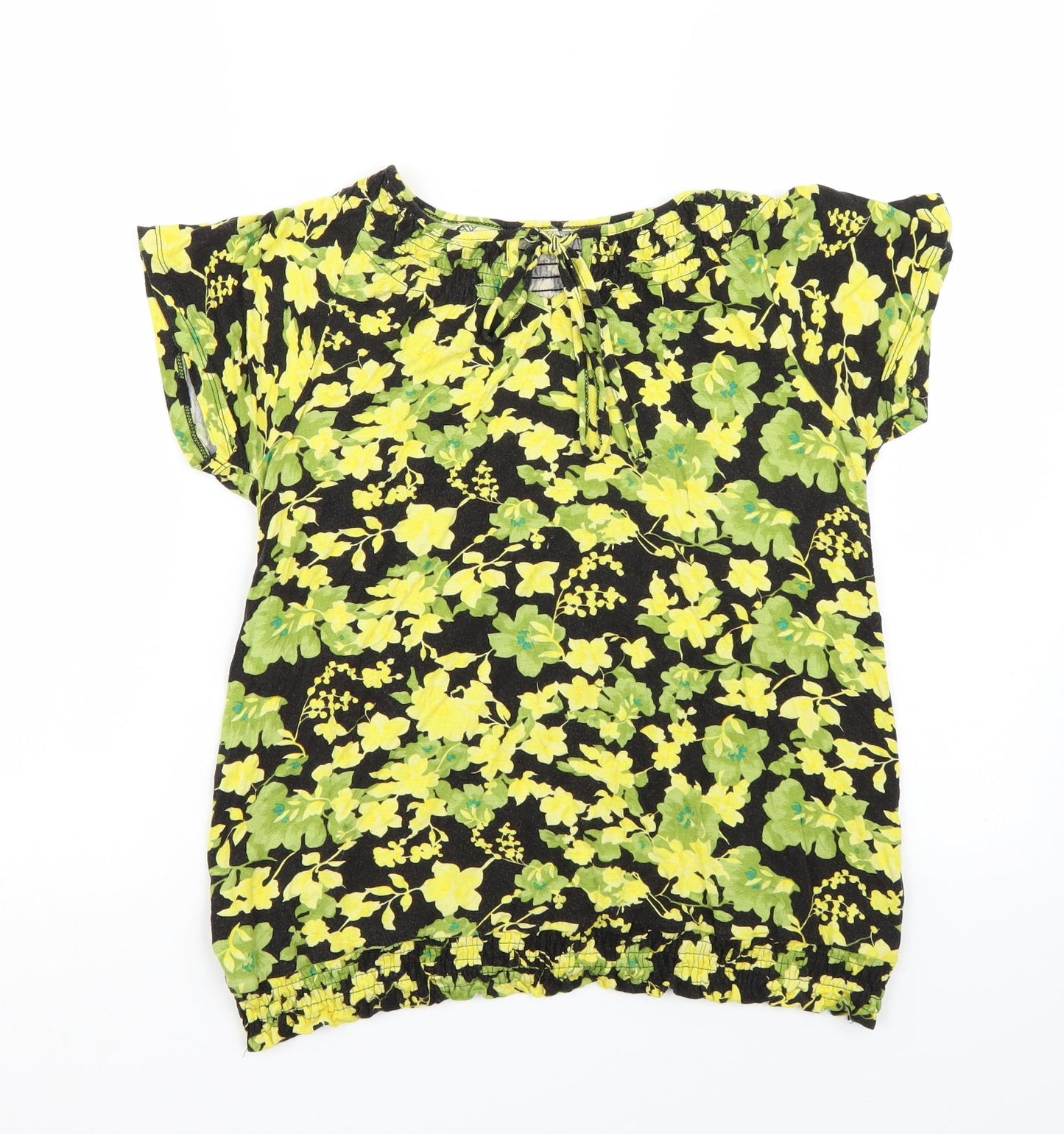 Debenhams Womens Black Floral  Basic T-Shirt Size L