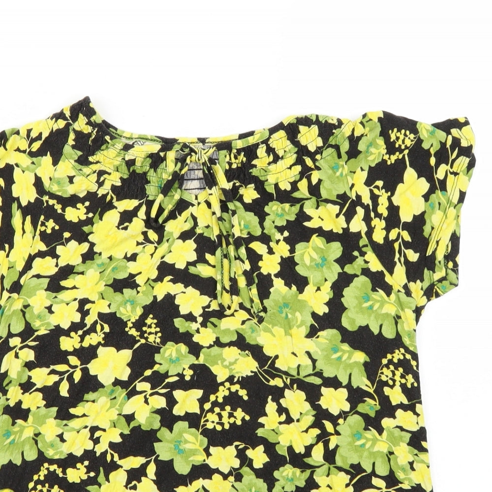 Debenhams Womens Black Floral  Basic T-Shirt Size L