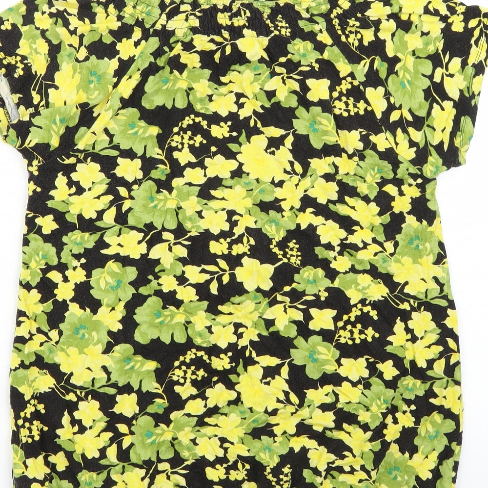 Debenhams Womens Black Floral  Basic T-Shirt Size L