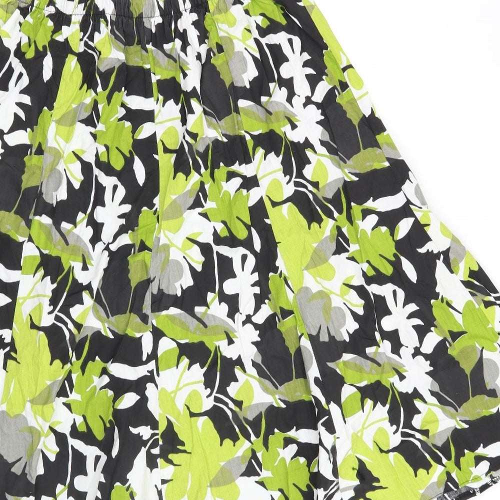 Preworn Womens Green Floral  A-Line Skirt Size 28 in