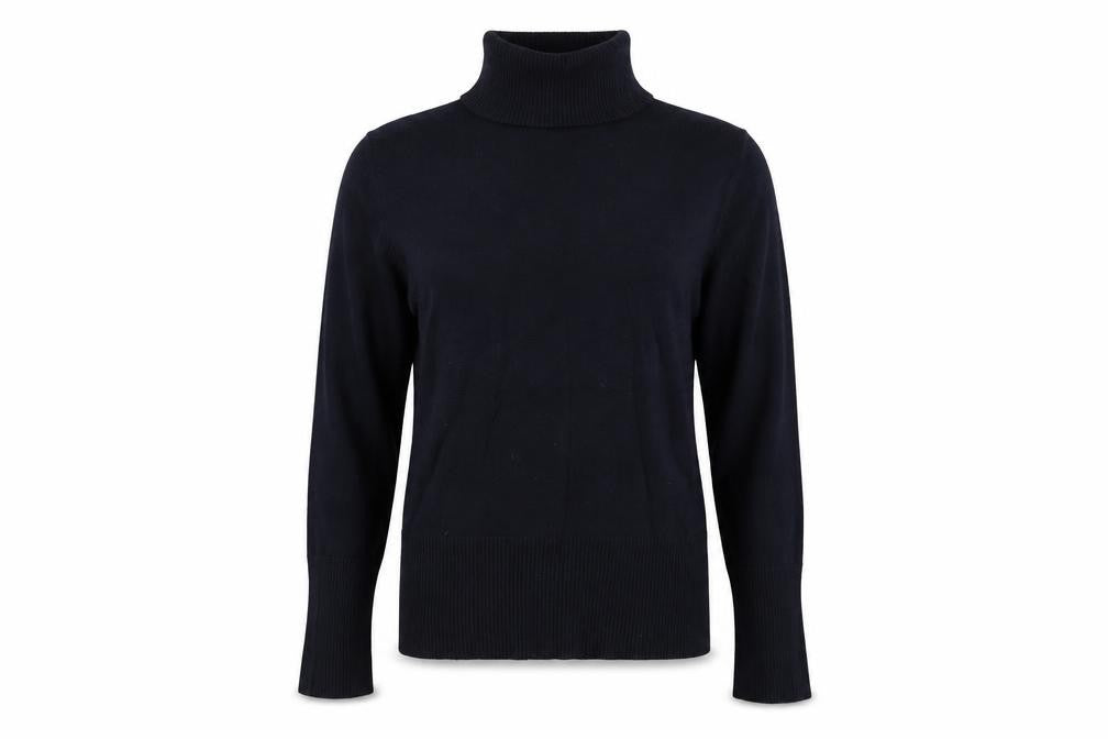 Front view of Preworn women’s blue jumper, size UK 12