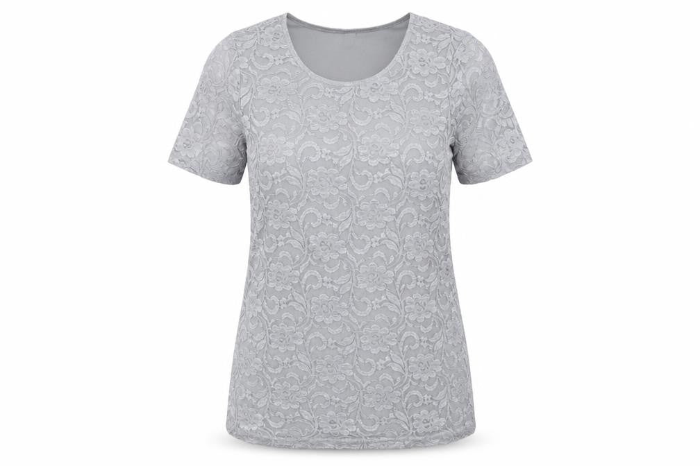Preworn Womens Grey Floral  Basic Blouse Size 8