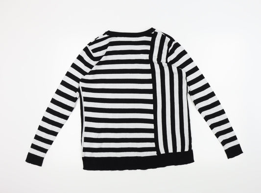 Peacocks Womens Black Striped  Pullover Jumper Size 8