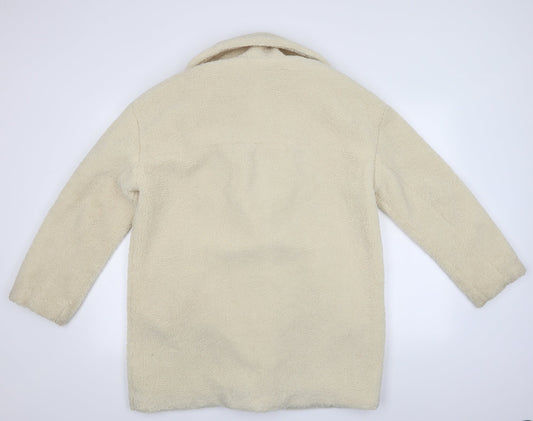 H&M Womens White   Windbreaker Coat Size S  - Sheep Skin Look