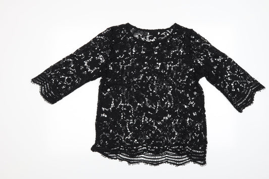 Cellbes Womens Black Floral  Tunic Blouse Size 10