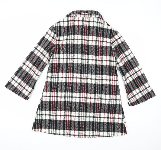 chun mei na Womens White Plaid  Parka Coat Size L
