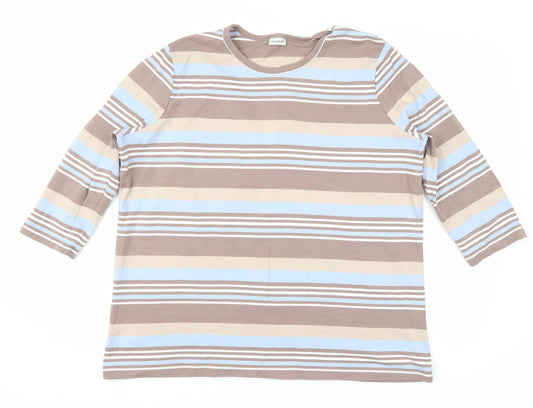 Damart Womens Brown Striped  Basic T-Shirt Size XL