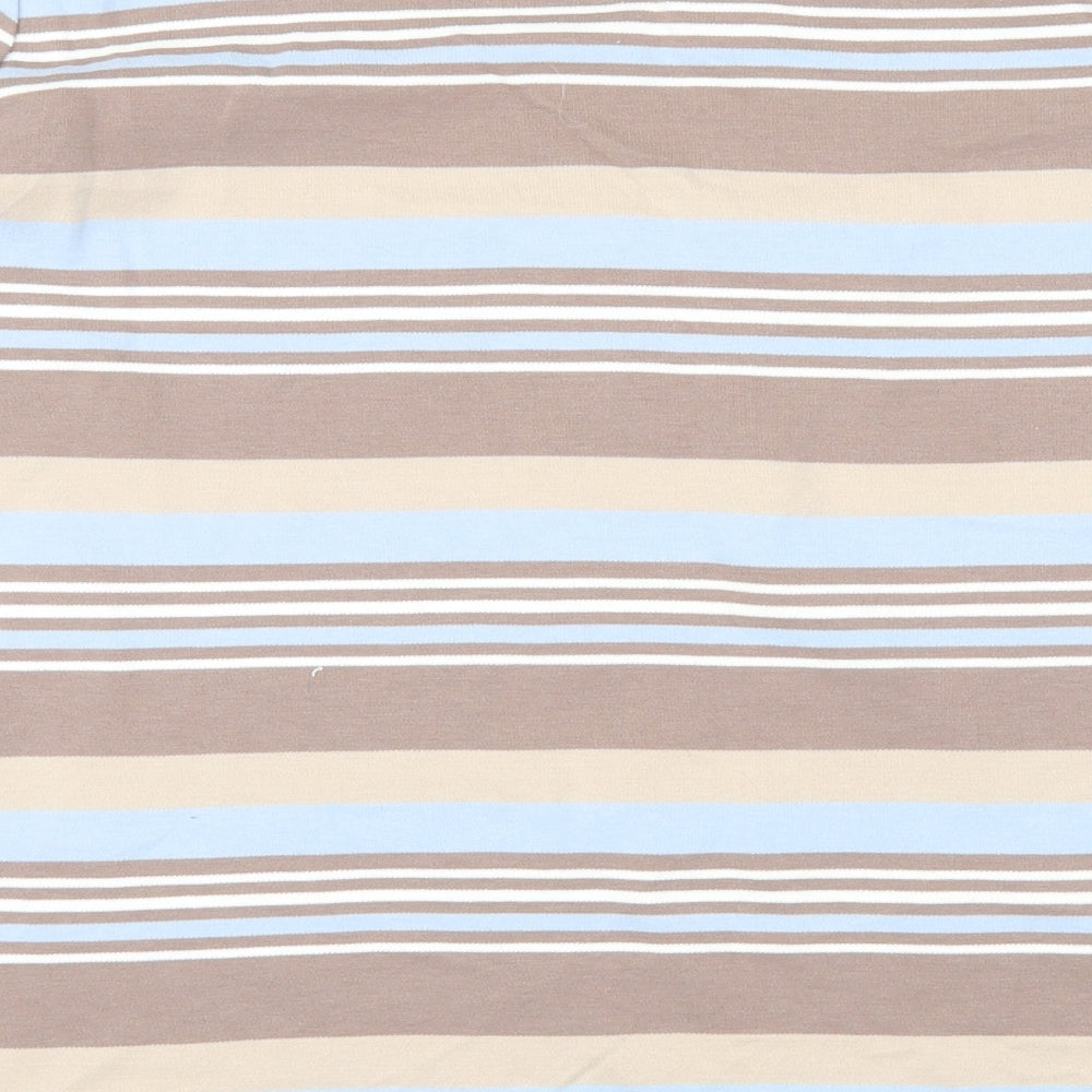 Damart Womens Brown Striped  Basic T-Shirt Size XL