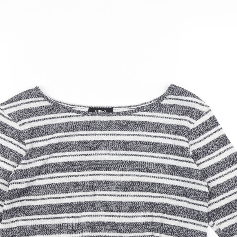 Papaya Womens Black Striped  Pullover Jumper Size 12