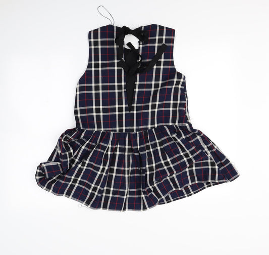Zara Womens Blue Check  Basic Blouse Size XS
