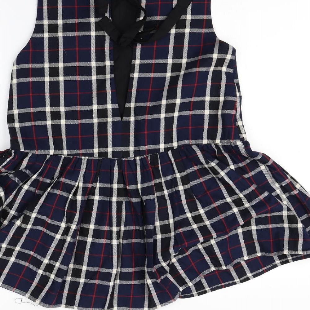Zara Womens Blue Check  Basic Blouse Size XS
