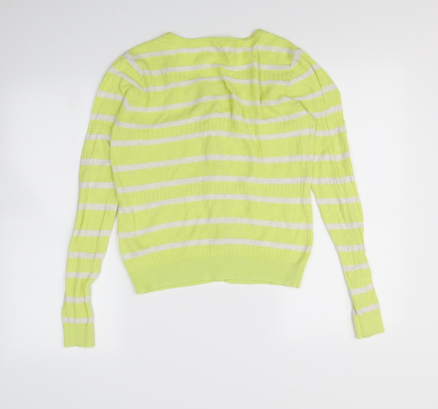 NEXT Womens Yellow Striped  Cardigan Jumper Size 8
