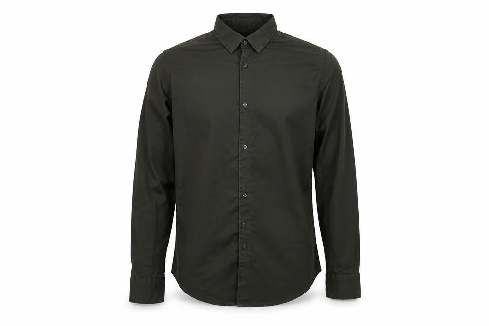 Front view of Zara man men’s green button-up, size M