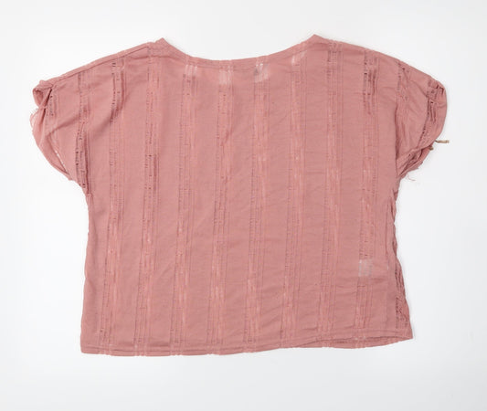 New Look Womens Pink   Basic T-Shirt Size 14  - distressed