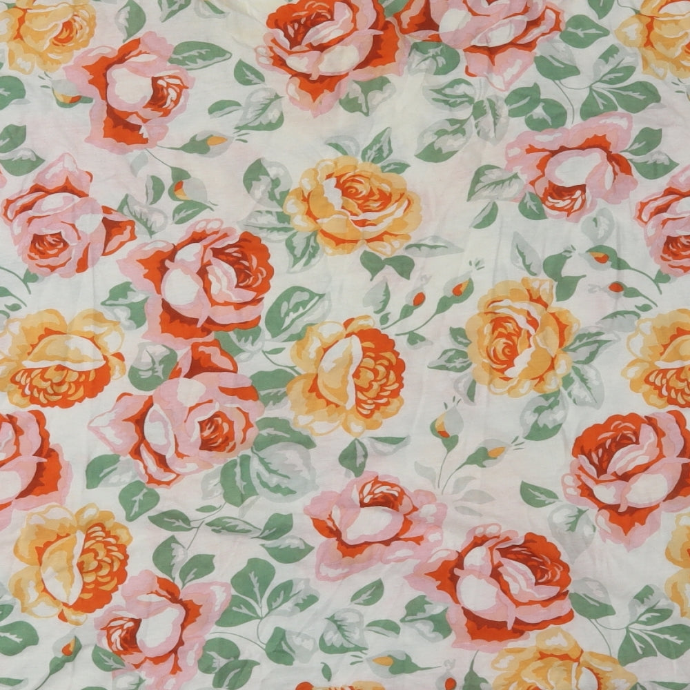 denim co Womens White Floral  Basic T-Shirt Size 12