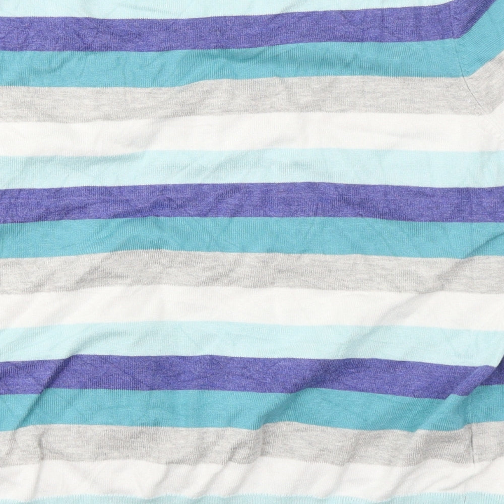 Petite Womens Blue Striped  Basic Tank Size L  - Bow detail