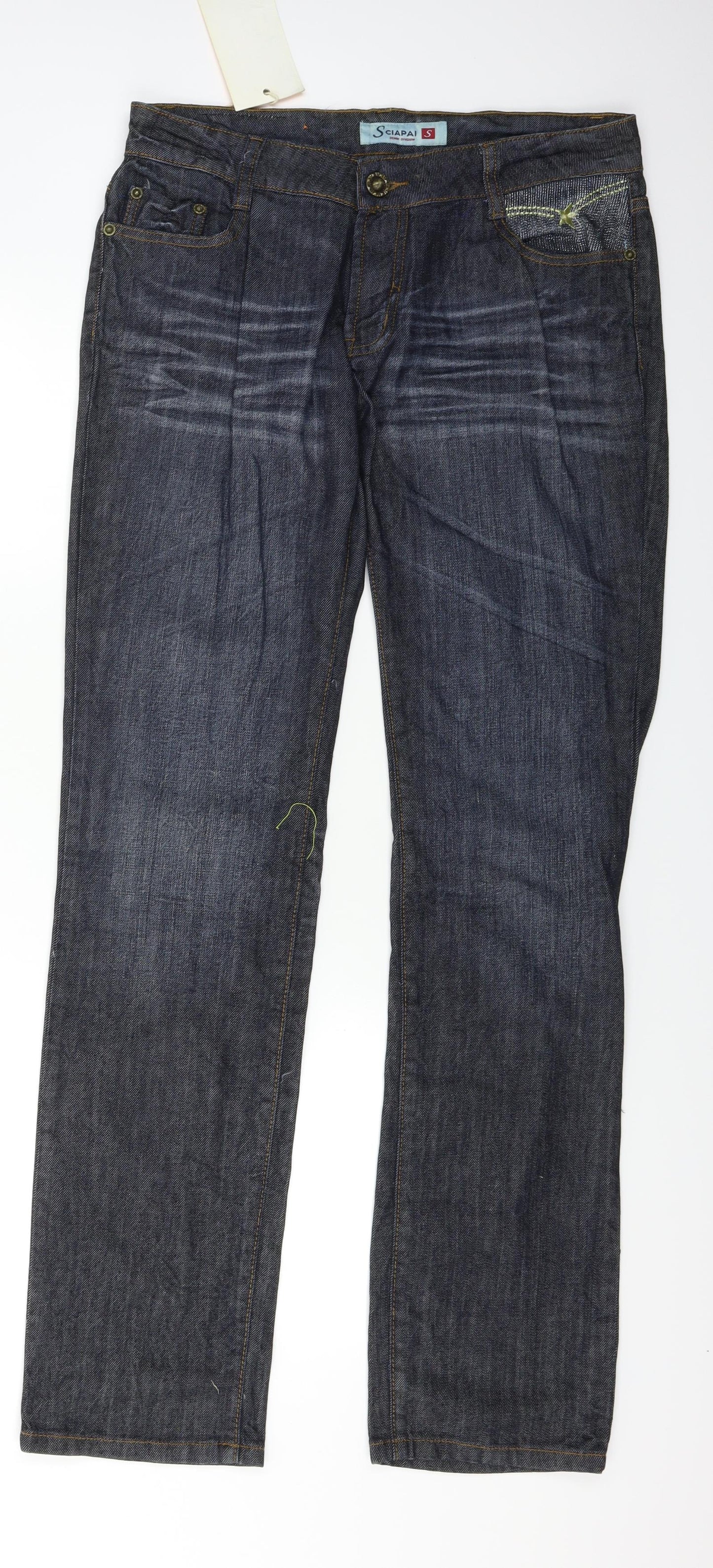Sciapai Womens Blue  Denim Straight Jeans Size S L32 in