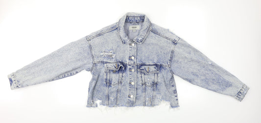 New Look Womens Blue  Denim Jacket  Size 8  - Distressed