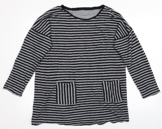 NEXT Womens Grey Striped  Pullover Jumper Size 16