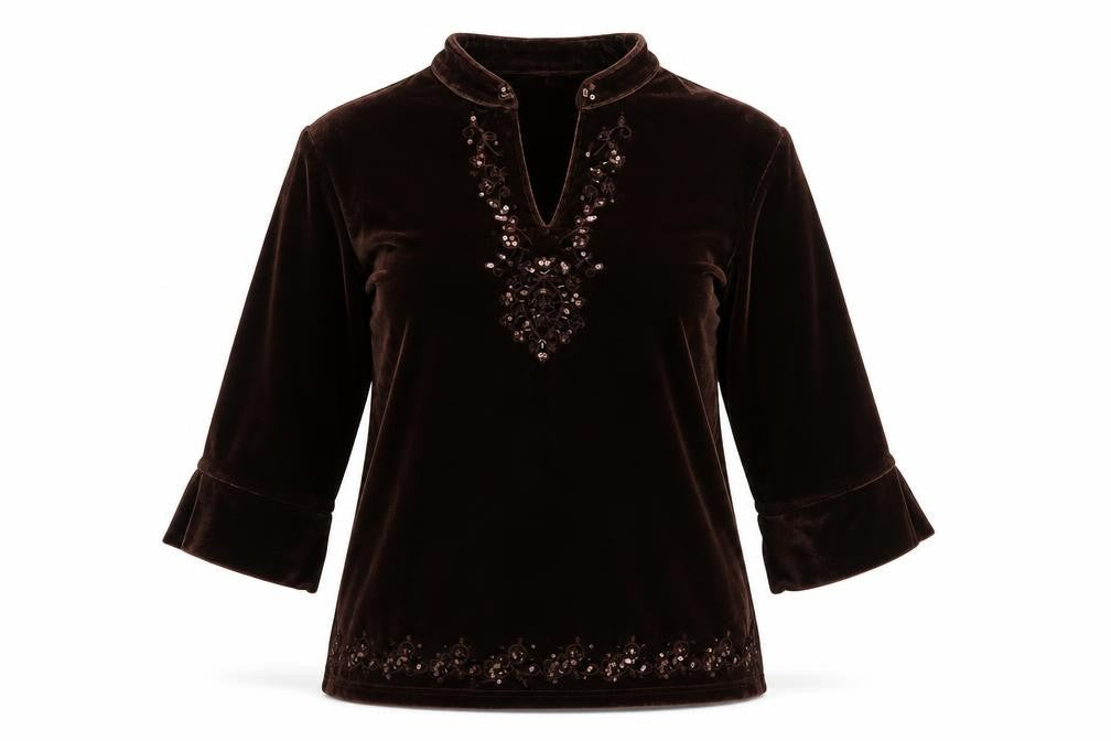 Front view of Style By Ewm women’s brown jumper, size S