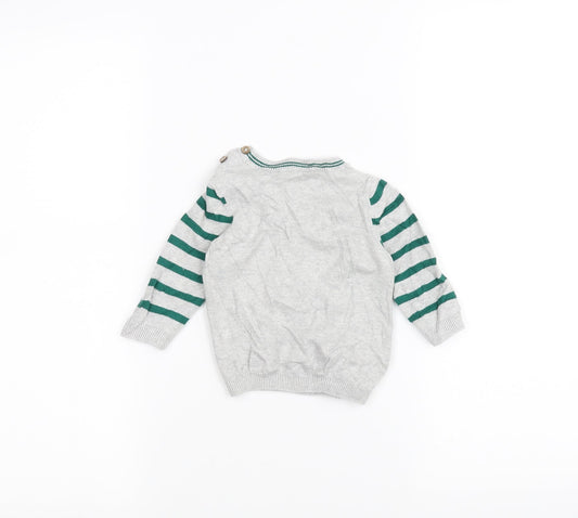 TU Baby Grey Striped  Pullover Jumper Size 0-3 Months  - Frog