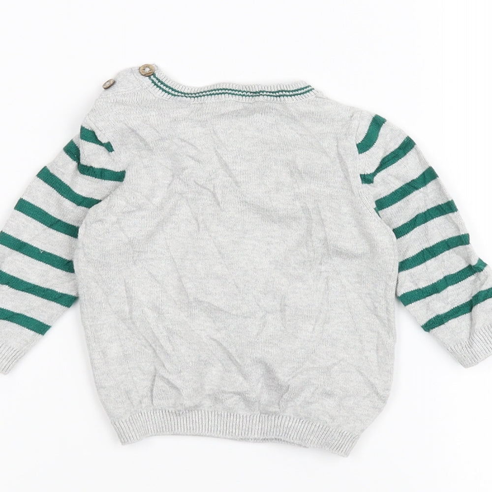 TU Baby Grey Striped  Pullover Jumper Size 0-3 Months  - Frog