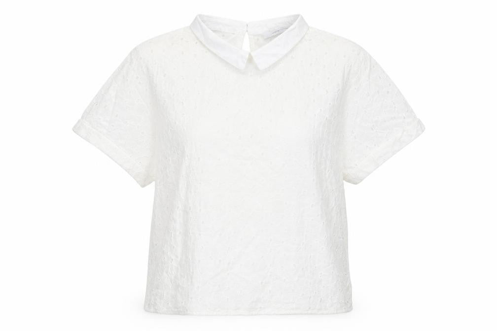 Front view of Mademoiselle R women’s white basic t-shirt, size UK 10