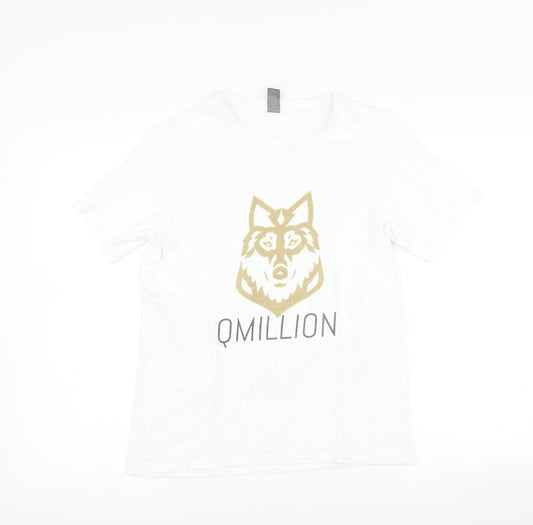 Preworn Womens White   Basic T-Shirt Size 12  - wolf
