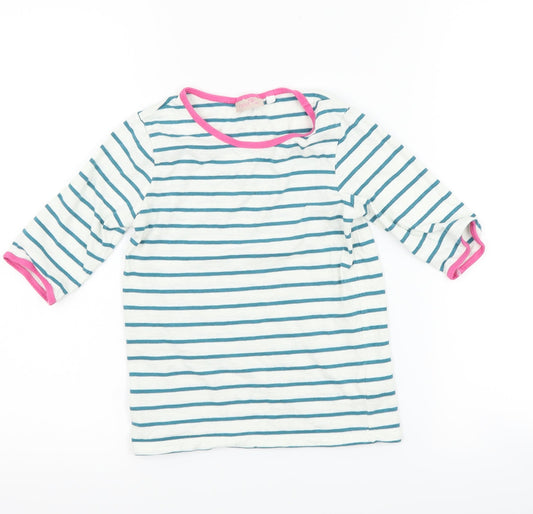 NEXT Girls White Striped  Basic T-Shirt Size 6 Years