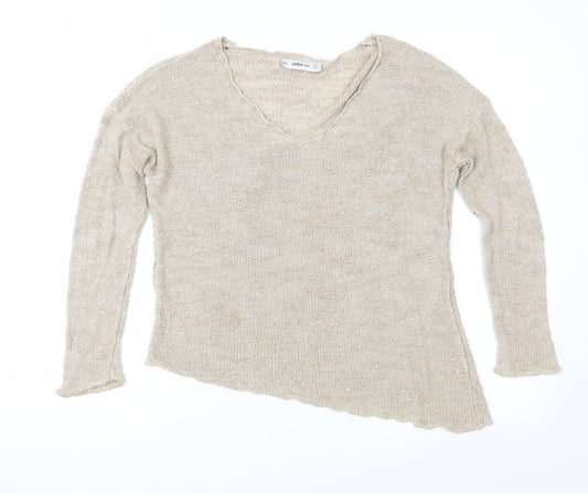 Zara Womens Beige  Knit Pullover Jumper Size S