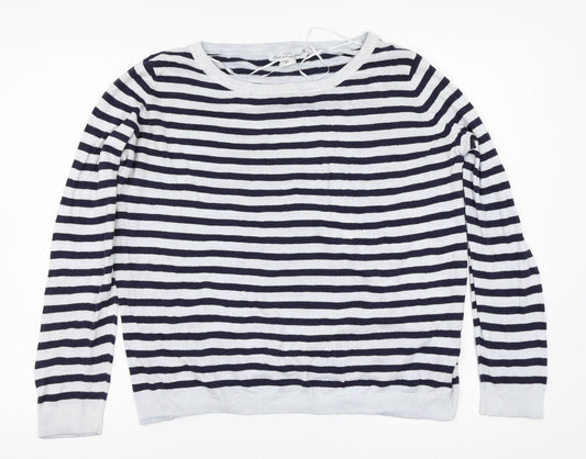 L.O.G.G. Womens Grey Striped  Henley Sweatshirt One Size  - Size EUR-L