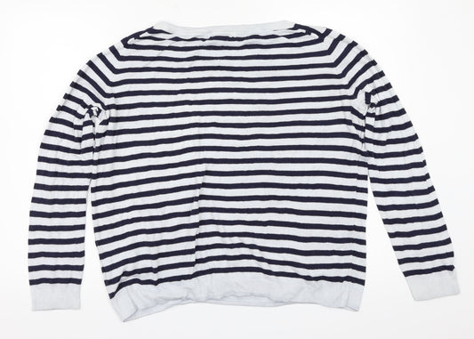 L.O.G.G. Womens Grey Striped  Henley Sweatshirt One Size  - Size EUR-L
