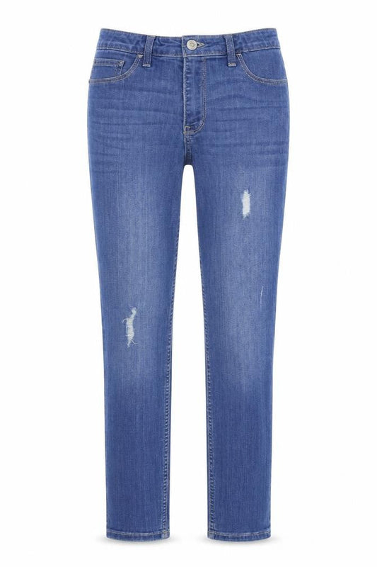 Front view of Hollister women’s blue denim jegging leggings one, size UK, 27-inch leg