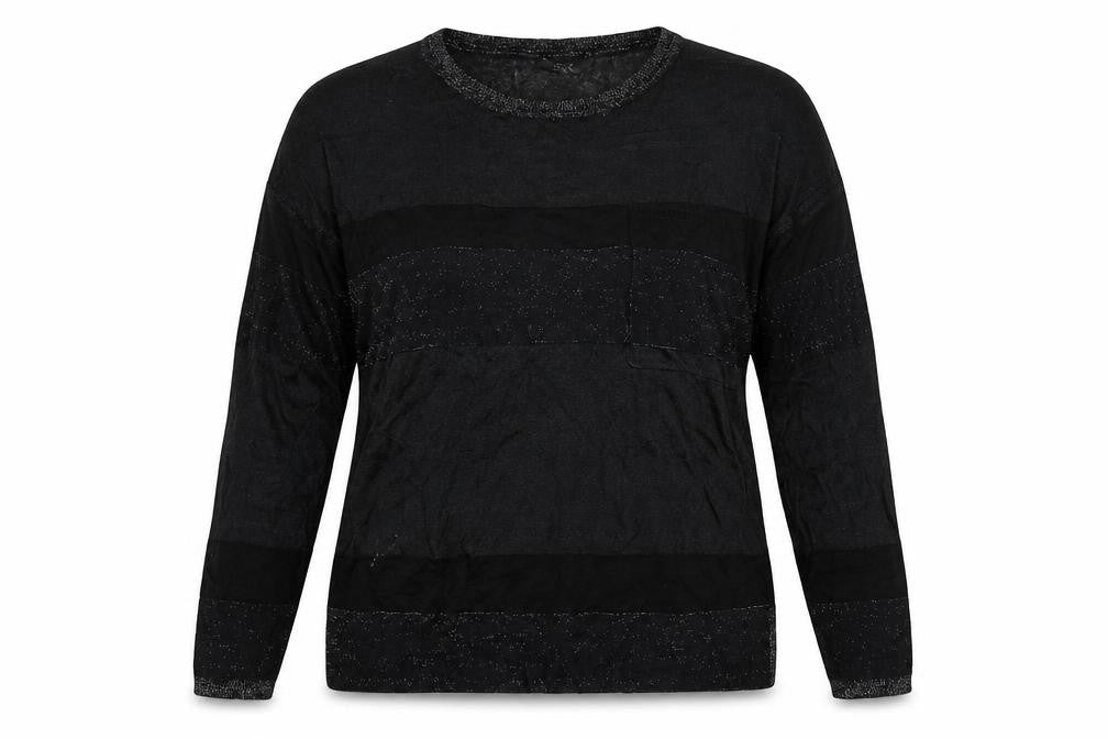 Front view of Next Level women’s black pullover sweatshirt, size UK 12