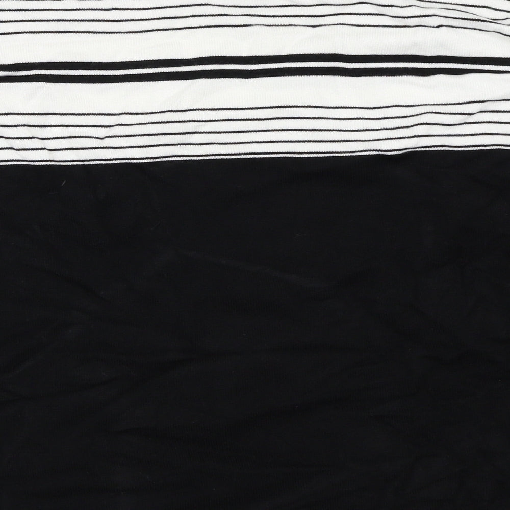 Alexara Womens Black Striped  Basic T-Shirt Size L
