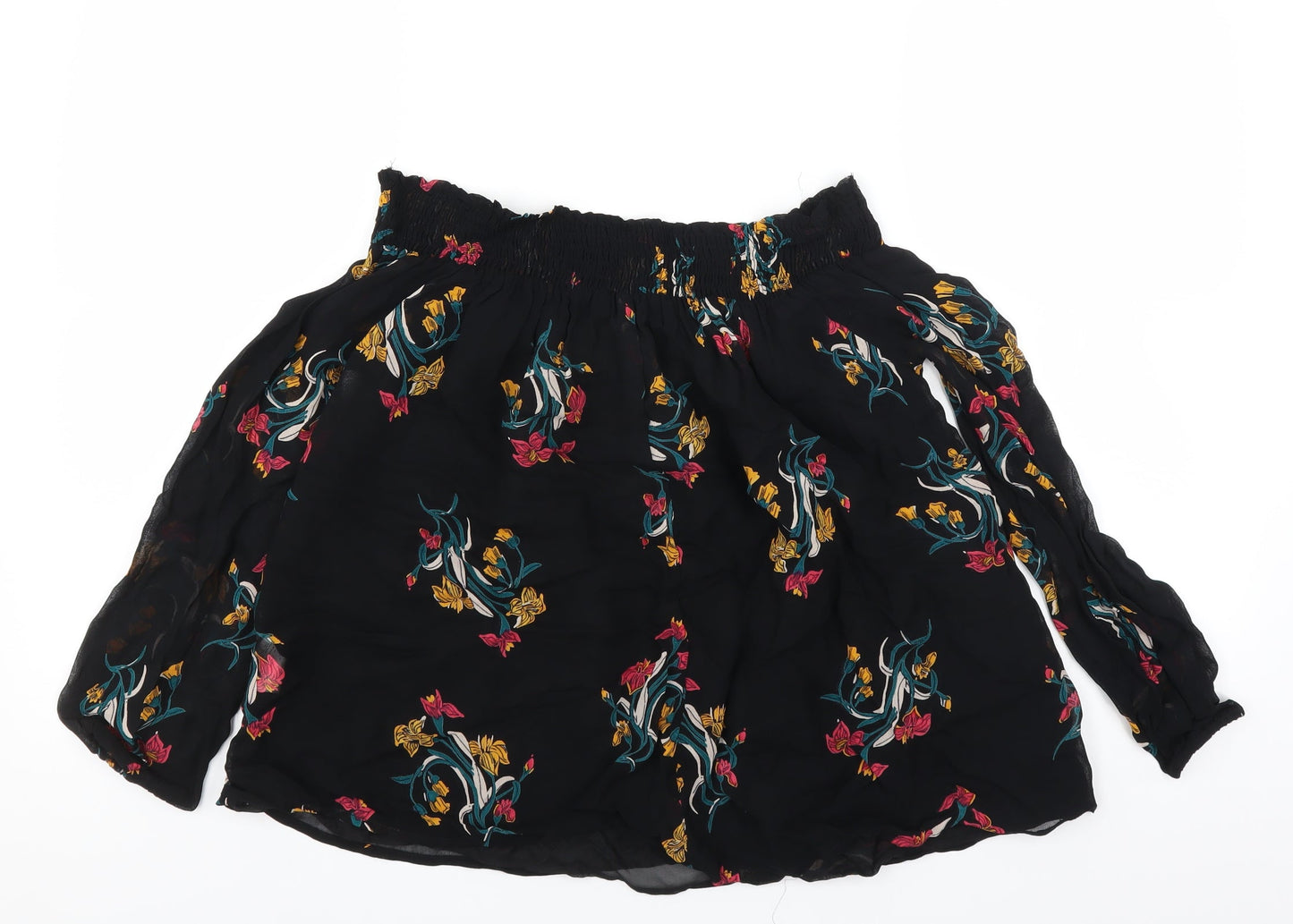 River Island Womens Black Floral  Basic Blouse Size 6