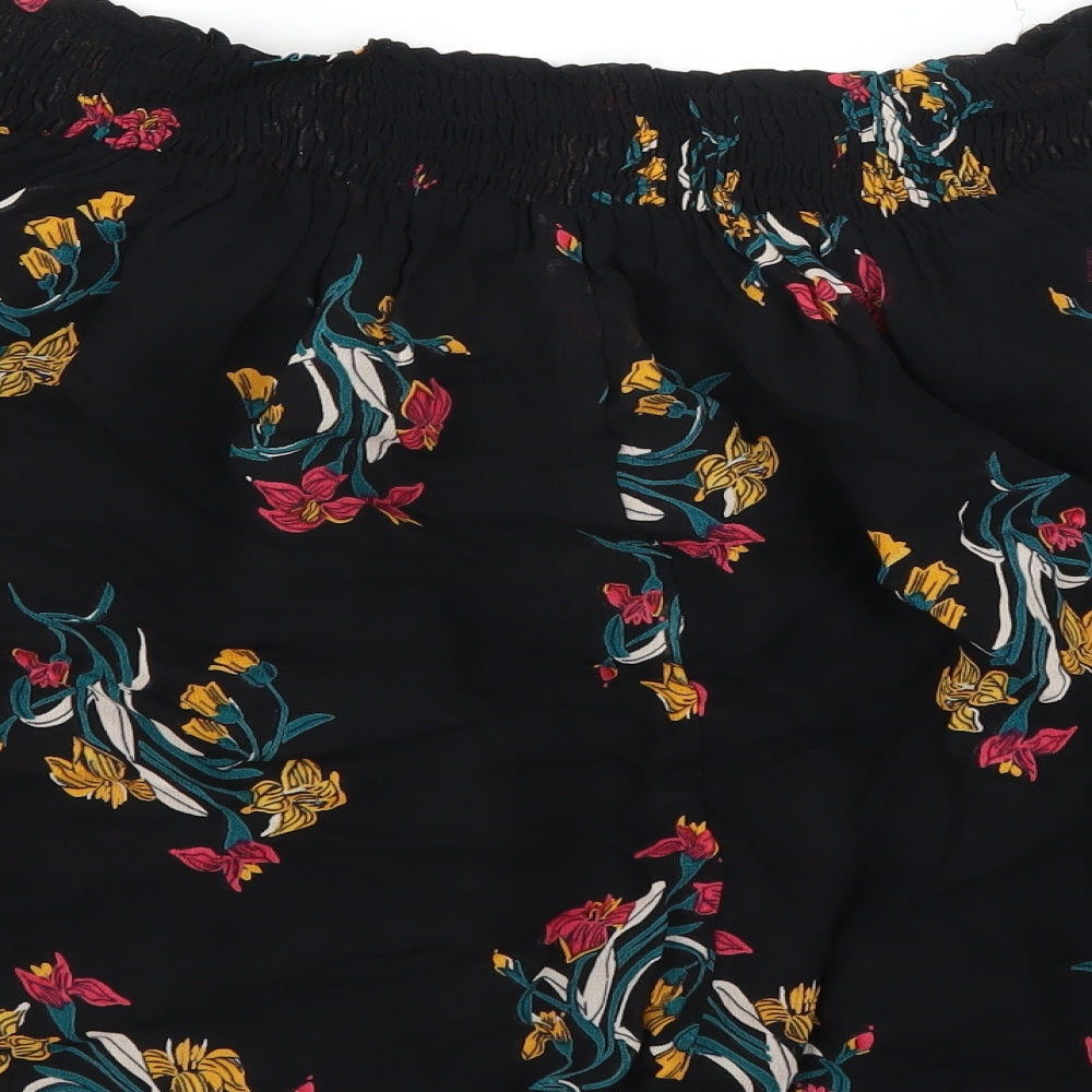 River Island Womens Black Floral  Basic Blouse Size 6