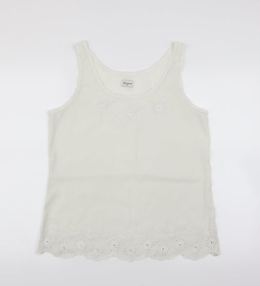 Jeanswest Womens Ivory   Basic Blouse Size 12  - Floral embroidery